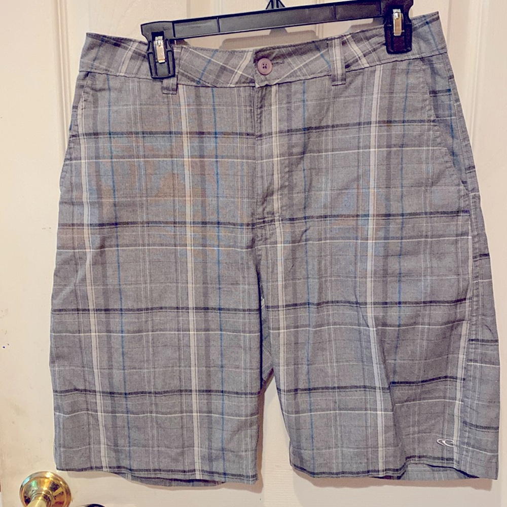 O'Neill Shorts Men's Plaid Flat Front Chino 31 EUC
